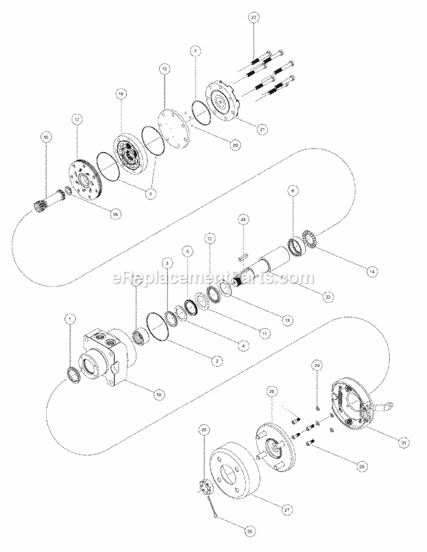Wheel Motors (White) Diagram and Parts List for M60-KW 53AJ8CT6050 Cub Cadet Sprayer